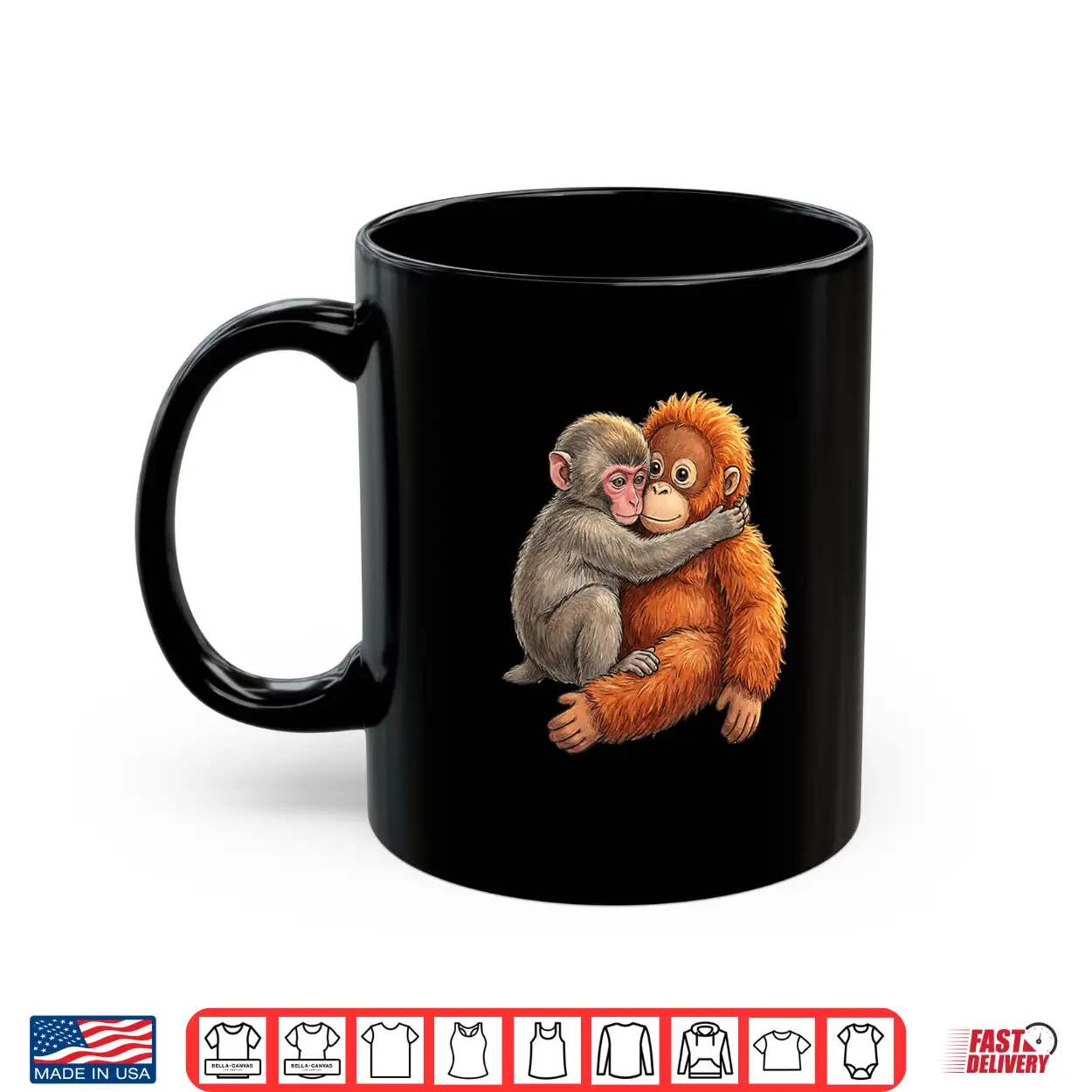 Baby Macaque Hugging Plush Cute Japanese Monkey Graphic Shirt Baby Macaque Hugging Plush Cute Japanese Monkey Graphic Shirt