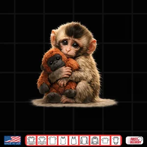 Design Baby Monkey Hugging Plush Japanese Macaque Meme Shirt