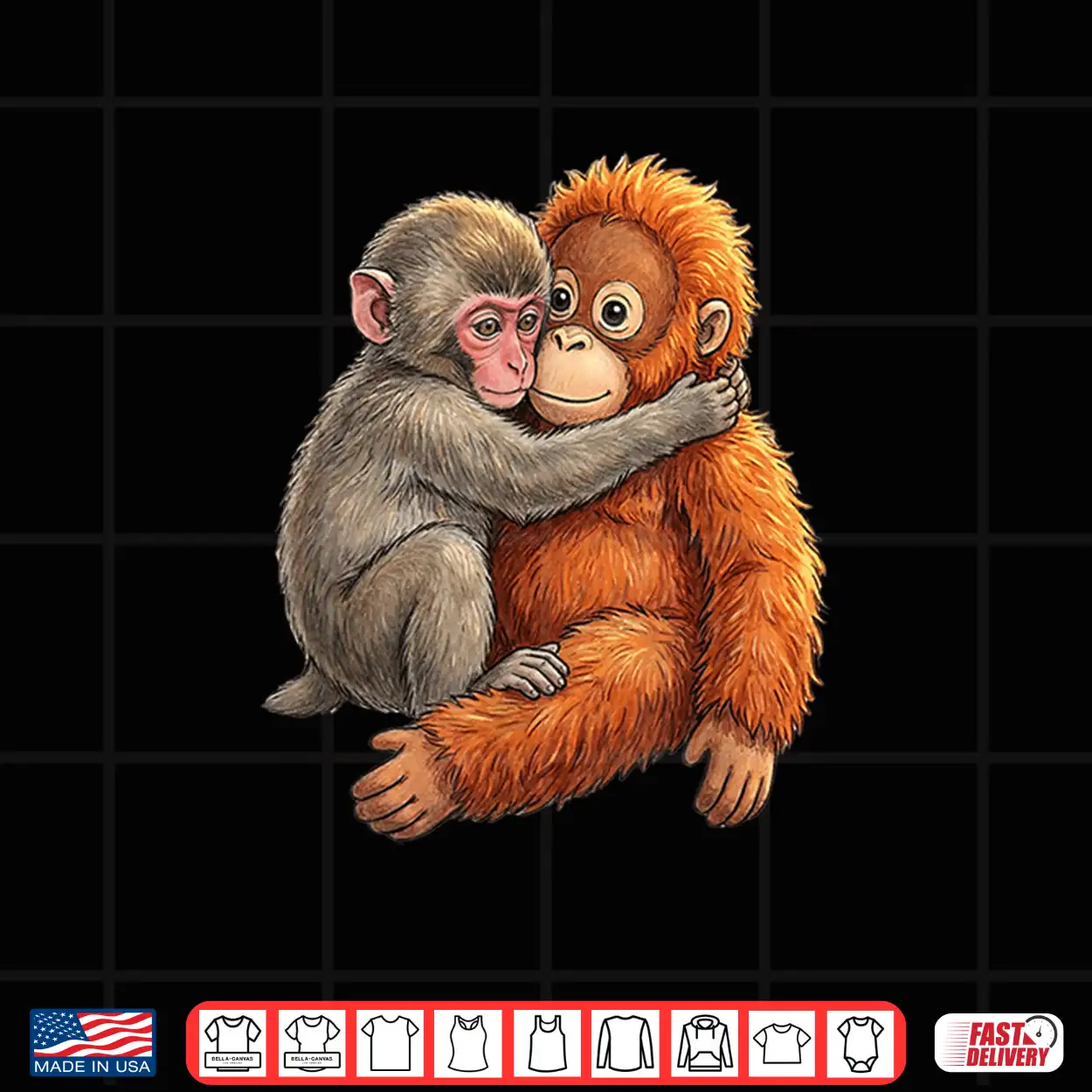 Baby Macaque Hugging Plush Cute Japanese Monkey Graphic Shirt Baby Macaque Hugging Plush Cute Japanese Monkey Graphic Shirt