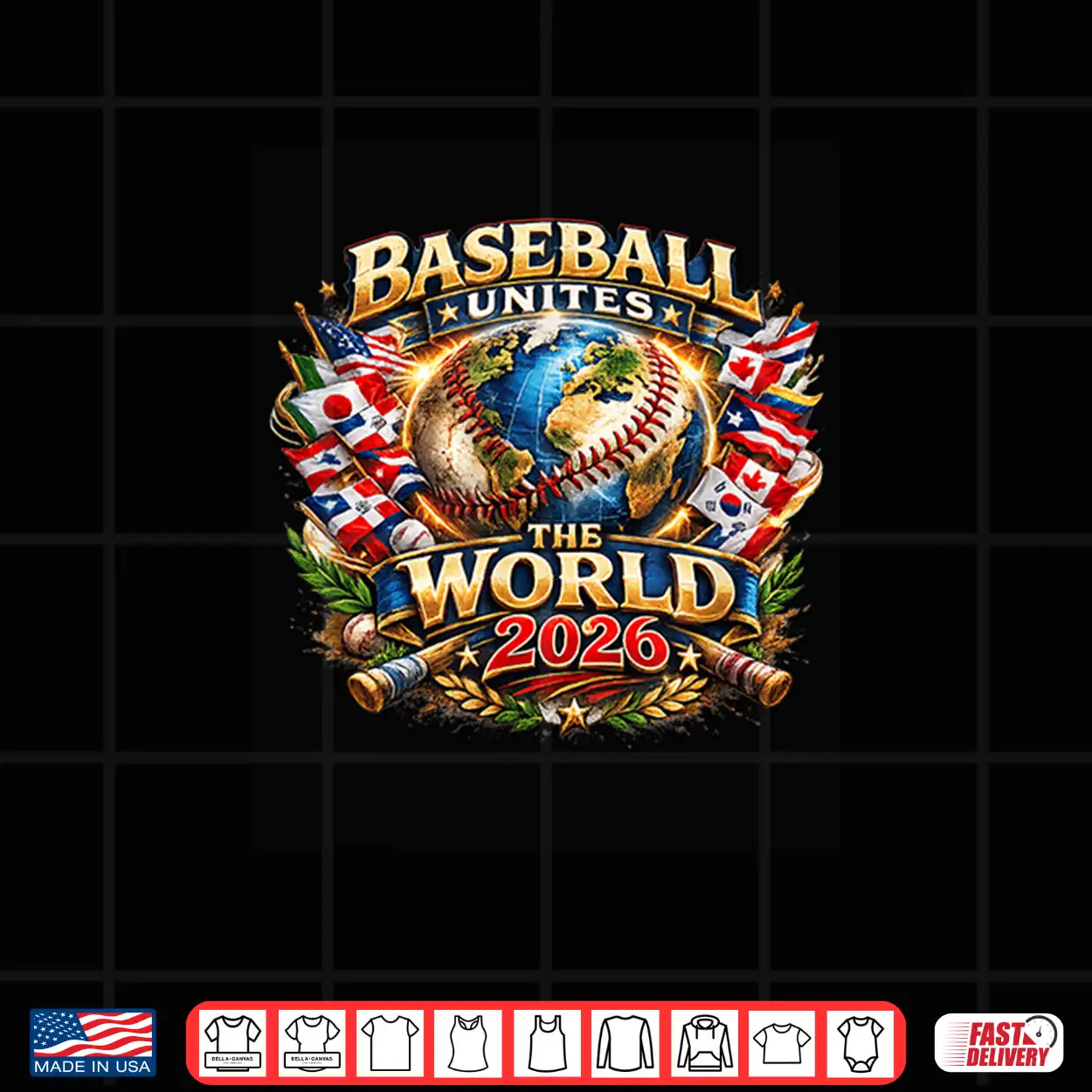 Baseball Unites The World Global Fan Graphic Shirt Baseball Unites The World Global Fan Graphic Shirt