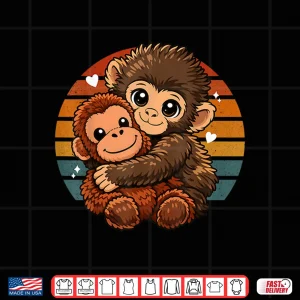 Cute Baby Monkey Hugging Plush Toy Animal Lover Shirt 3 Design Cute Baby Monkey Hugging Plush Toy Animal Lover Shirt