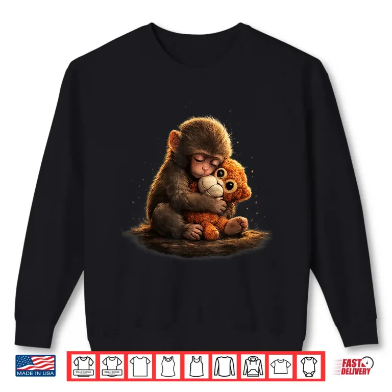 Sweatshirt Cute Baby Monkey Punch Viral Zoo Japan Design Shirt