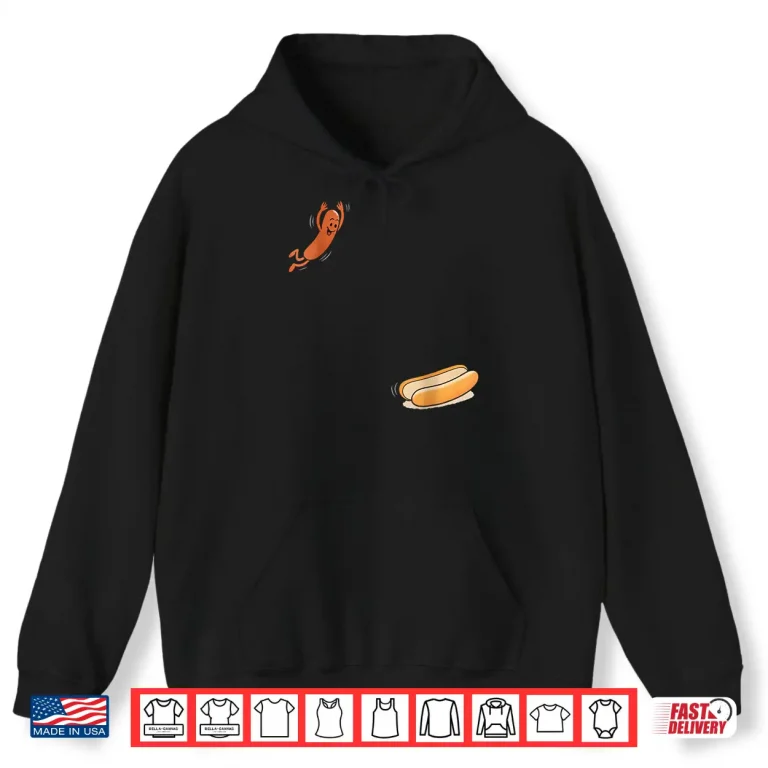 Hoodie Hot Dog Jumping Into Bun Sausage BBQ High Dive Shirt