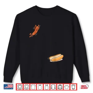 Sweatshirt Hot Dog Jumping Into Bun Sausage BBQ High Dive Shirt