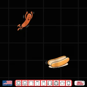 Design Hot Dog Jumping Into Bun Sausage BBQ High Dive Shirt