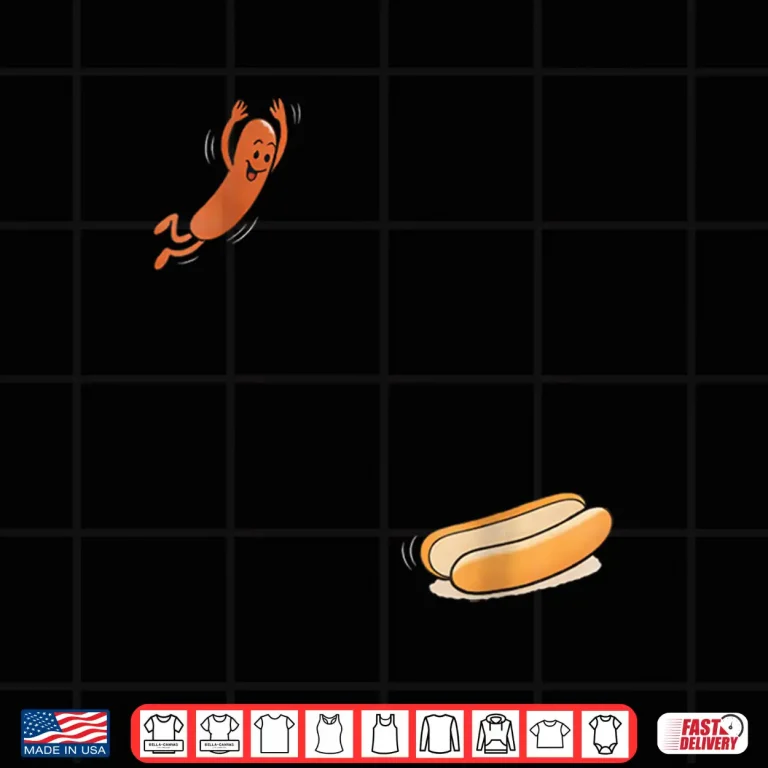 Design Hot Dog Jumping Into Bun Sausage BBQ High Dive Shirt