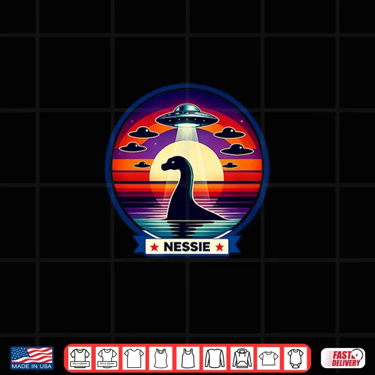 Design Loch Ness Monster UFO Retro Alien Graphic Shirt