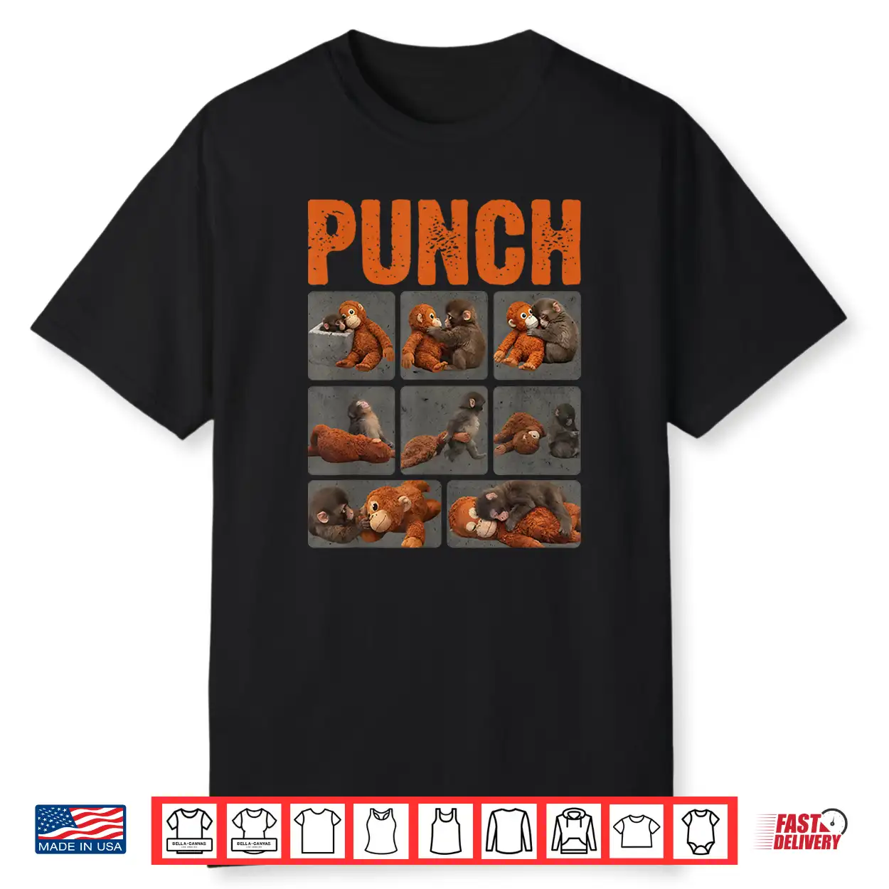 Punch Cute Monkey Viral Character Graphic Design Shirt Punch Cute Monkey Viral Character Graphic Design Shirt