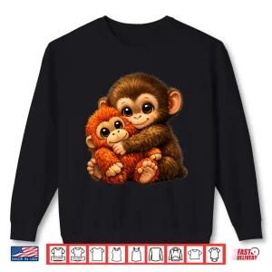 Sweatshirt Punch Monkey With Teddy Bear Cuddling Viral Internet Meme Shirt