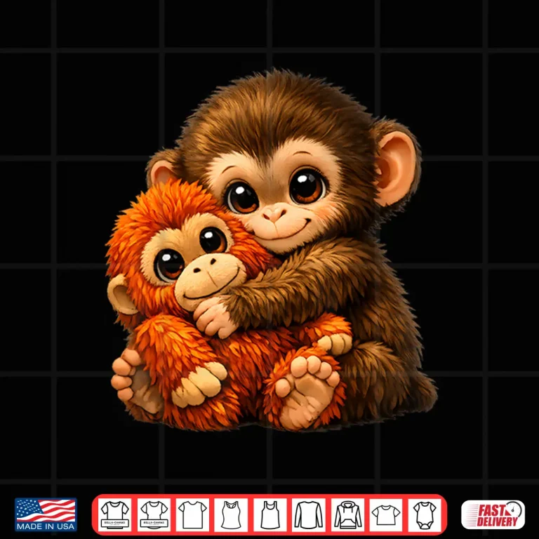 Design Punch Monkey With Teddy Bear Cuddling Viral Internet Meme Shirt