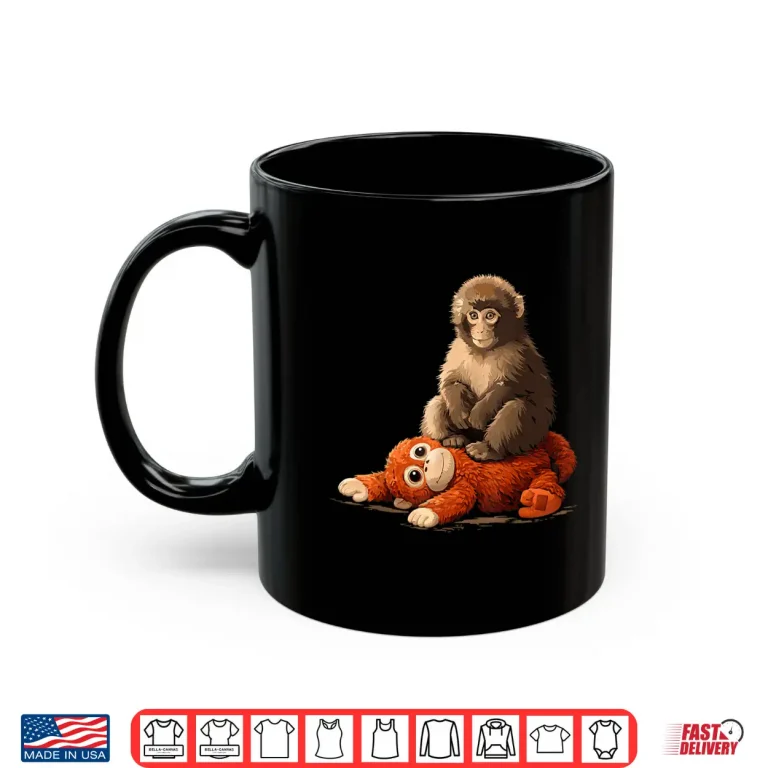 Mug Sad Monkey Punch Meme Sitting On Orange Toy Shirt