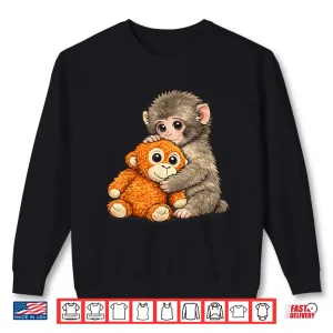 Sweatshirt Viral Internet Meme Punch Monkey With Teddy Bear Cuddling Shirt
