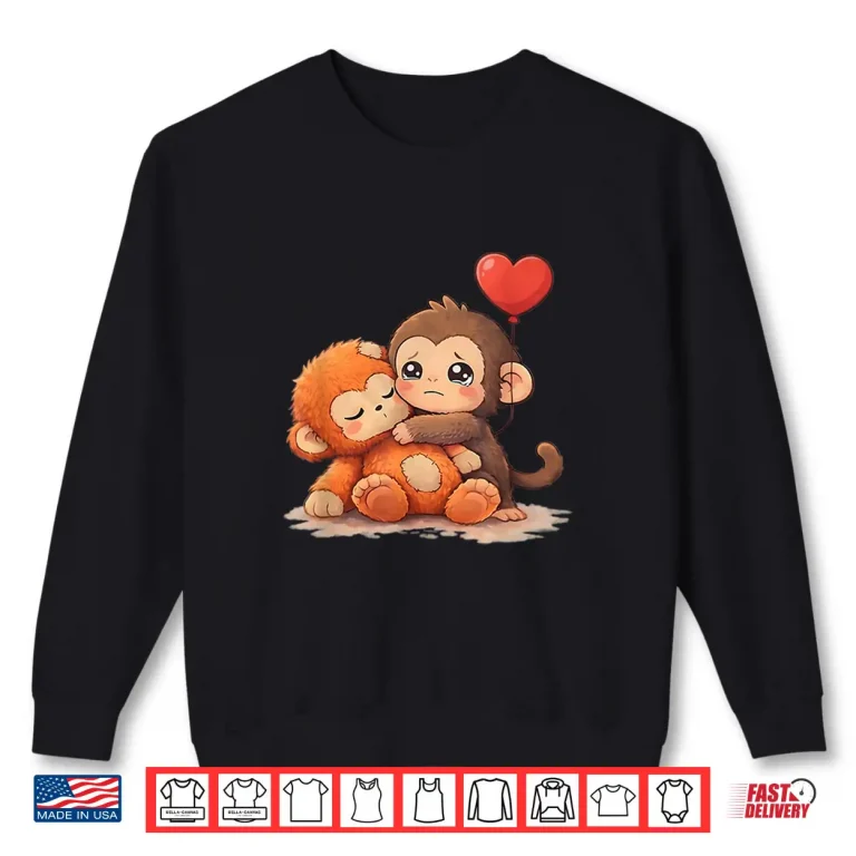 Sweatshirt Cute Baby Monkey Punch Sad Little Punch Big Love Shirt