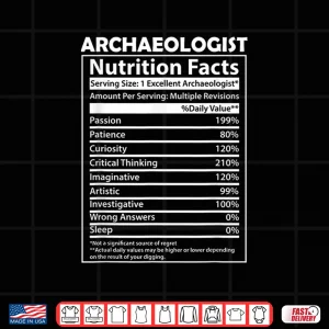 Design Antique Archeology Nutrition Facts Professional Information Shirt