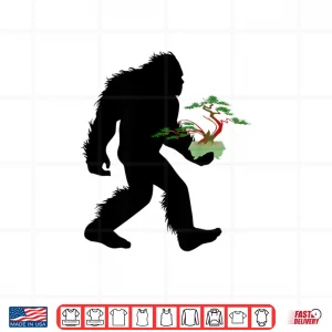 Design Bigfoot Carrying Bonsai Plant Sasquatch Tree Landscaper Shirt