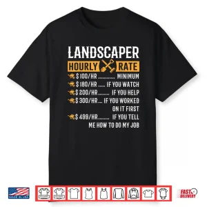 Landscaper Hourly Rate Funny Professional Labor Humor Shirt