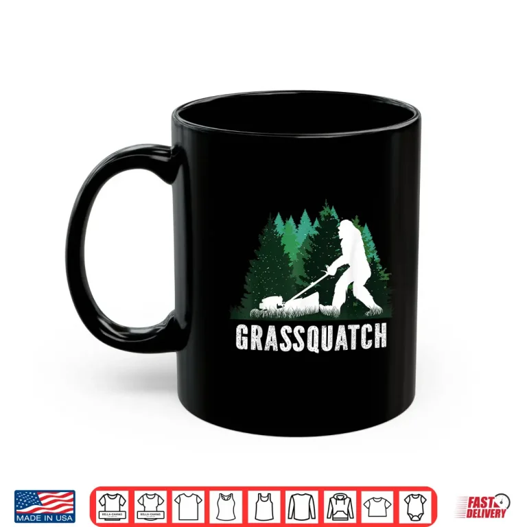 Mug Lawn Mower Mowing Landscaper Bigfoot Sasquatch Graphic Shirt