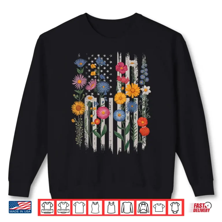 Sweatshirt Wildflowers Floral Colorful Botanical Nature Graphic Shirt
