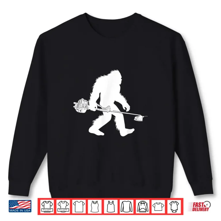 Sweatshirt Bigfoot With Lawn Trimmer Sasquatch Grass Landscaper Shirt