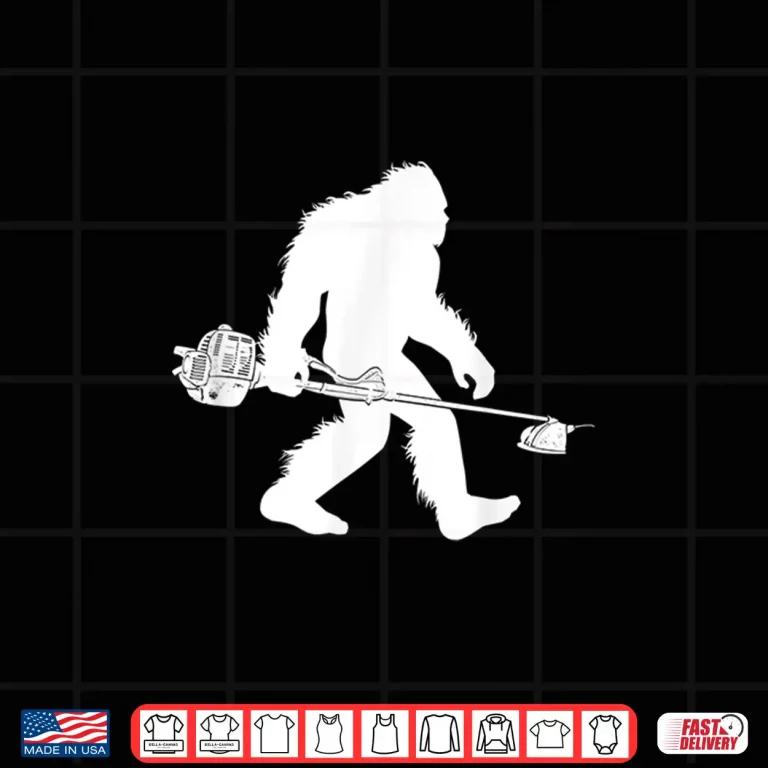 Design Bigfoot With Lawn Trimmer Sasquatch Grass Landscaper Shirt