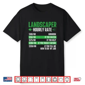 Landscaper Hourly Rate Professional Labor Humor Graphic Shirt