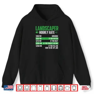 Hoodie Landscaper Hourly Rate Professional Labor Humor Graphic Shirt