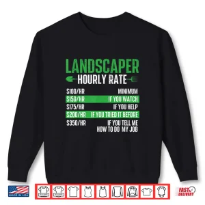 Sweatshirt Landscaper Hourly Rate Professional Labor Humor Graphic Shirt