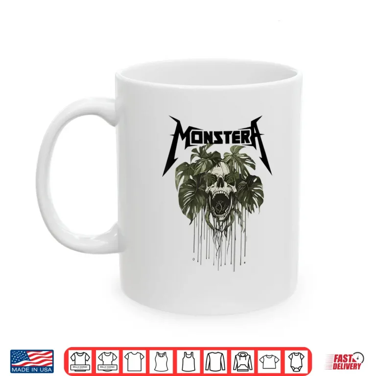 Mug Monstera Funny Skull Plant Lover Grunge Gardener Shirt