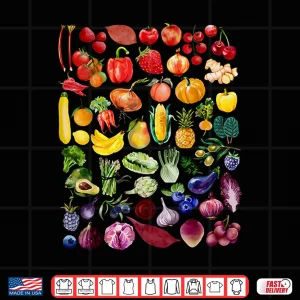 Design Rainbow Fruit And Vegetable Vegetarian Day Graphic Shirt