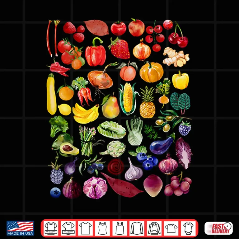 Design Rainbow Fruit And Vegetable Vegetarian Day Graphic Shirt