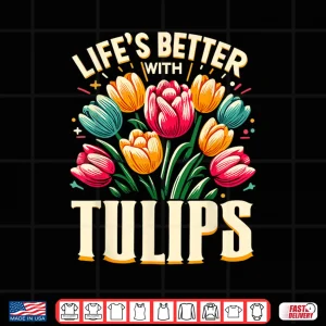 Design Tulips Flower Springtime Gardening Botanical Graphic Shirt