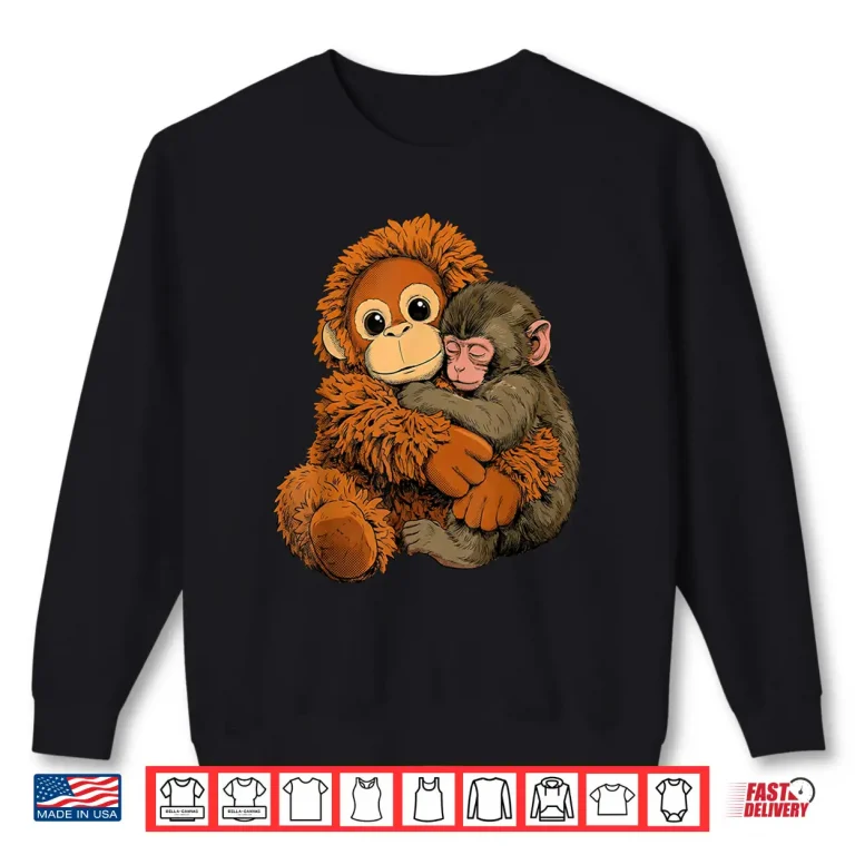 Sweatshirt Baby Monkey Punch Mama Monkey Toy Warm Hug Aesthetic Shirt