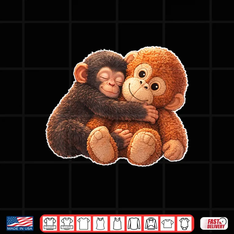 Design Cute Monkey Baby Punch With Stuffed Toy Hugging Shirt