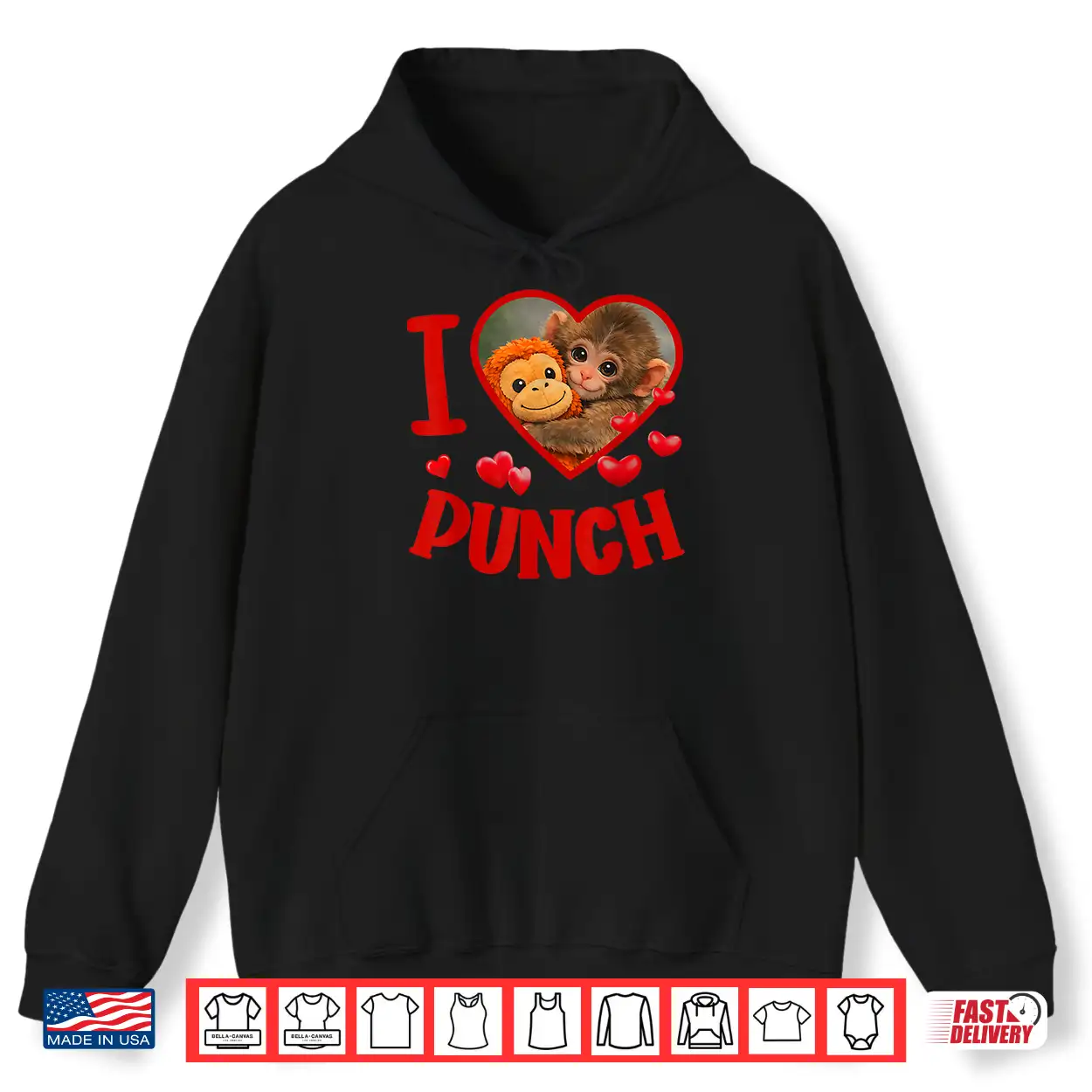 I Love Punch Cute Baby Monkey Viral Meme Shirt I Love Punch Cute Baby Monkey Viral Meme Shirt