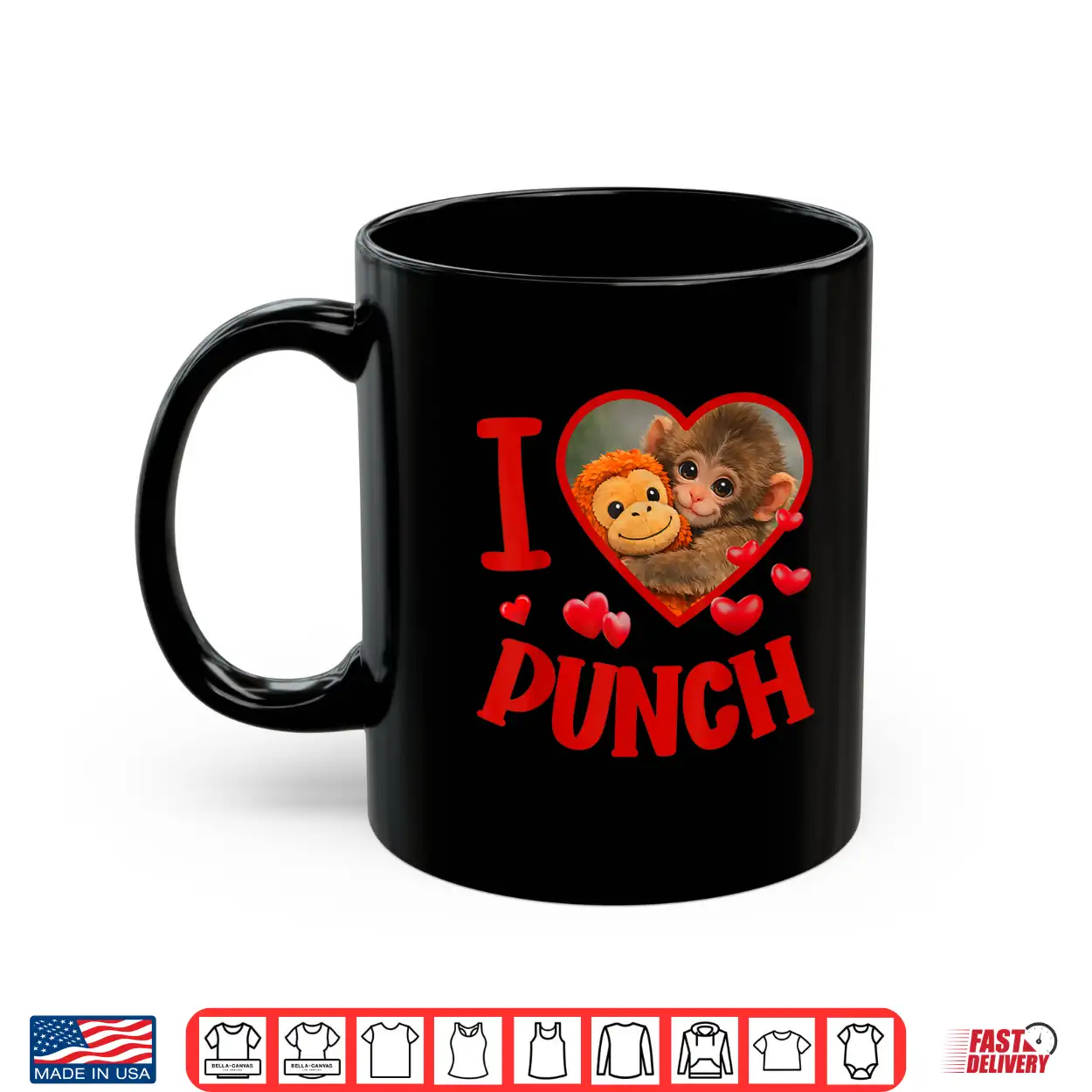 I Love Punch Cute Baby Monkey Viral Meme Shirt I Love Punch Cute Baby Monkey Viral Meme Shirt