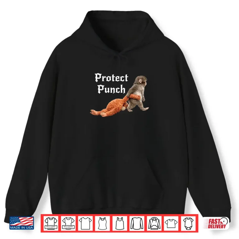 Hoodie Protect Baby Monkey Punch Viral Character Graphic Shirt