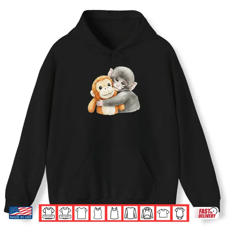 Hoodie Punchkung The Monkey Holding Plush Friend Viral Meme Shirt