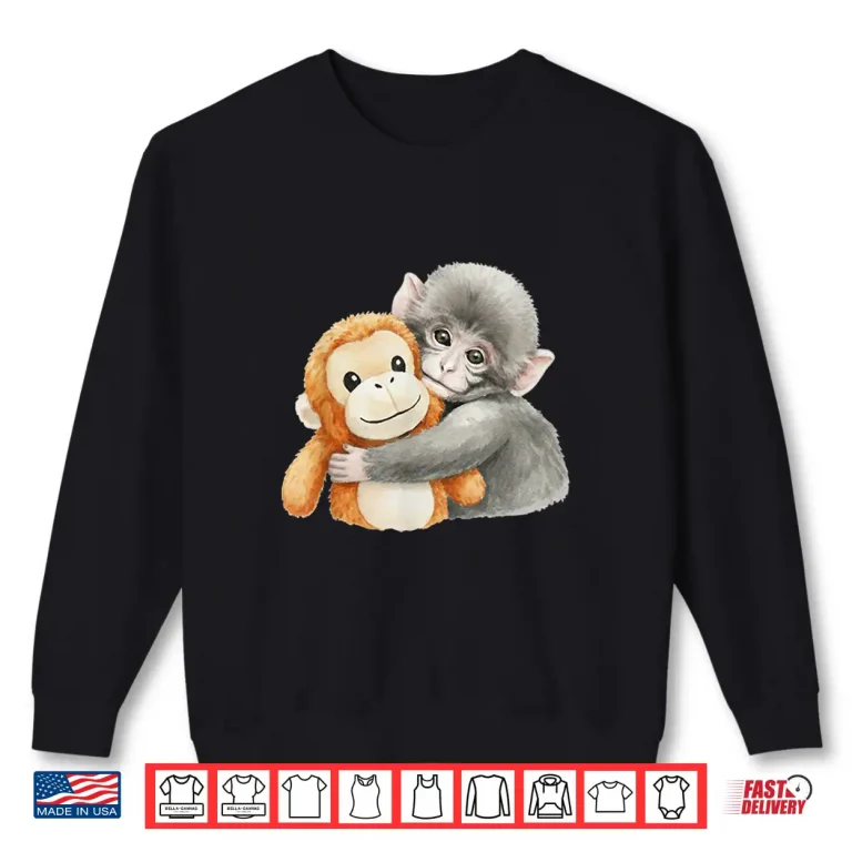 Sweatshirt Punchkung The Monkey Holding Plush Friend Viral Meme Shirt