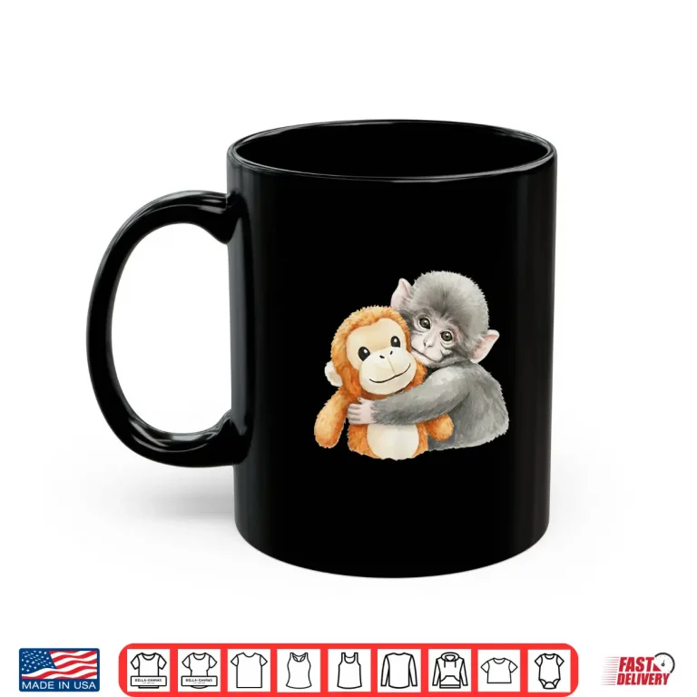 Mug Punchkung The Monkey Holding Plush Friend Viral Meme Shirt