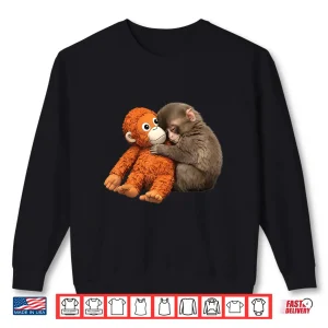 Sweatshirt Cute Baby Monkey Punch Viral Character Graphic Shirt