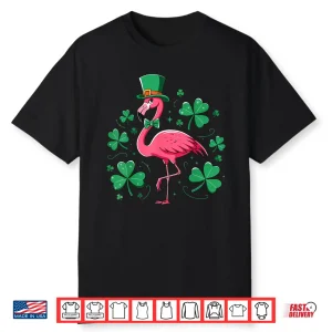 Funny Leprechaun Flamingo Irish Shamrock Saint Patricks Day Shirt