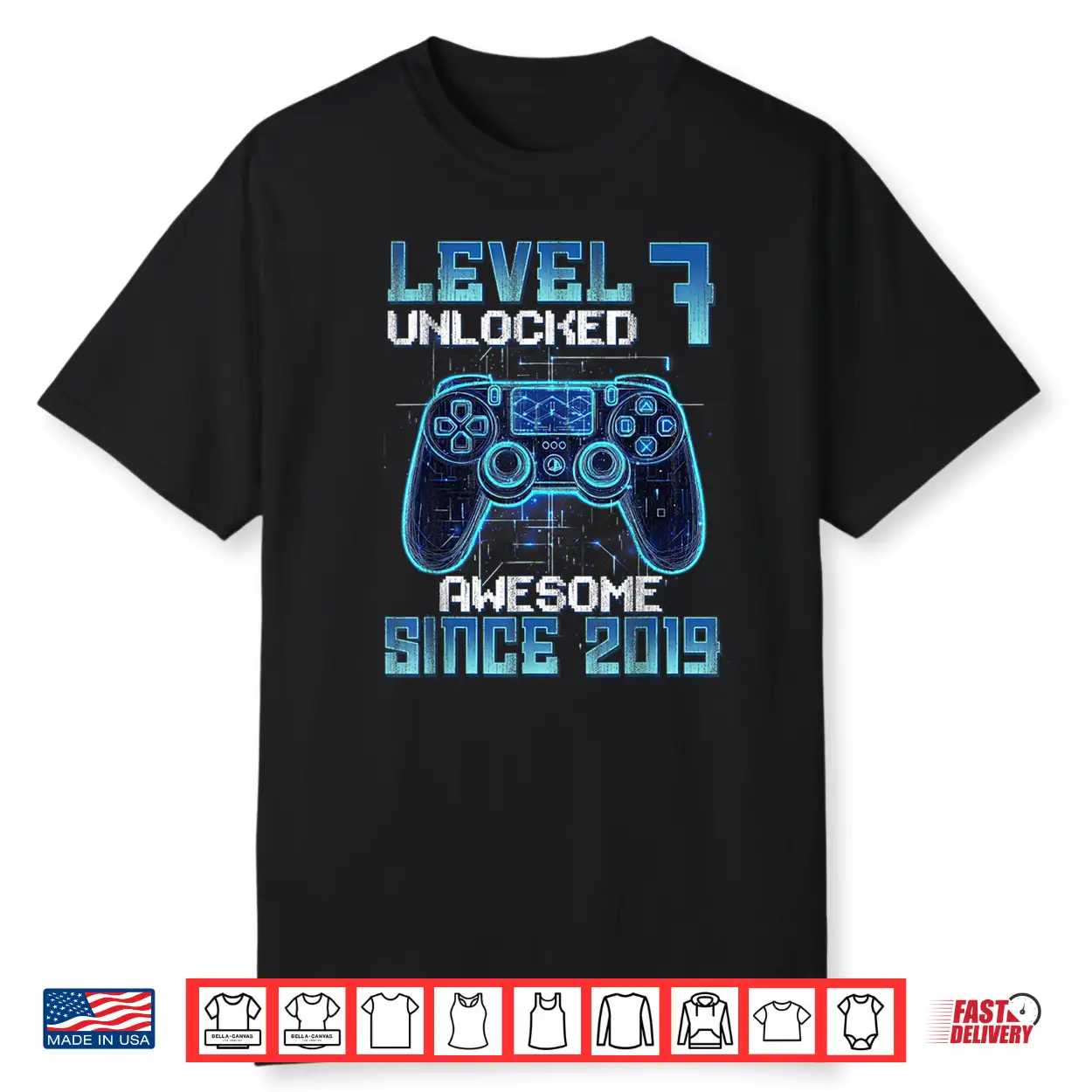 Level Seven Unlocked Seventh Birthday Video Gamer Gaming Shirt Level Seven Unlocked Seventh Birthday Video Gamer Gaming Shirt