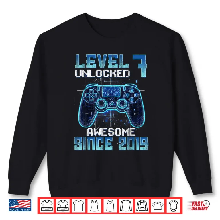 Sweatshirt Level Seven Unlocked Seventh Birthday Video Gamer Gaming Shirt