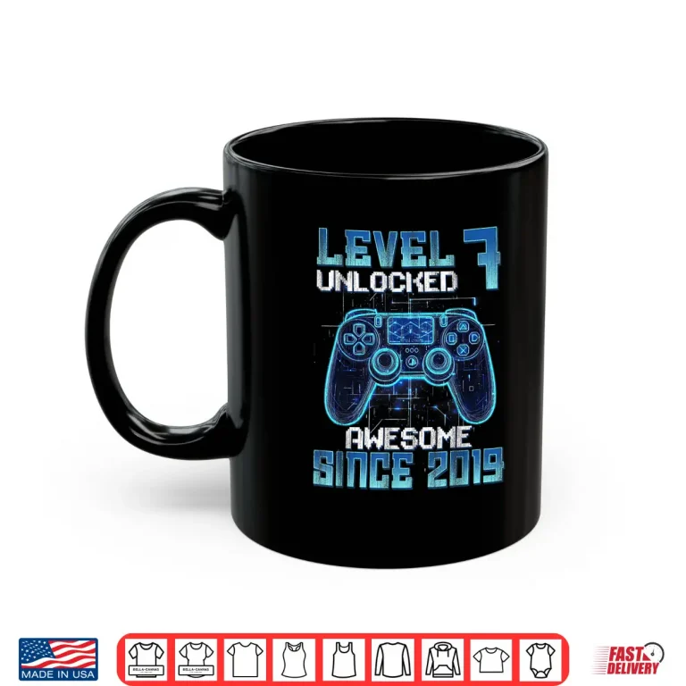 Mug Level Seven Unlocked Seventh Birthday Video Gamer Gaming Shirt