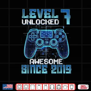 Level Seven Unlocked Seventh Birthday Video Gamer Gaming Shirt 4 Design Level Seven Unlocked Seventh Birthday Video Gamer Gaming Shirt