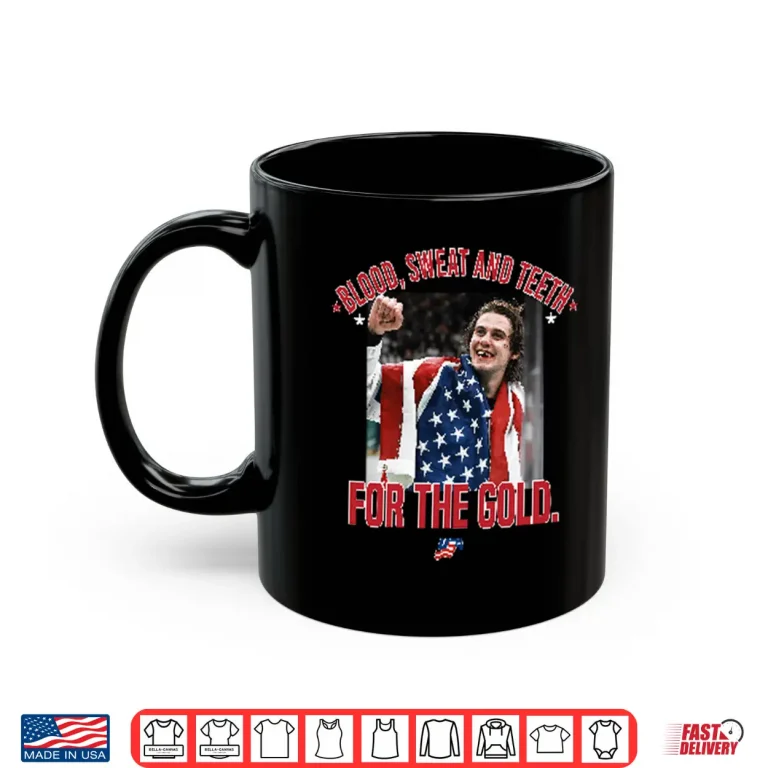 Mug Jack Hughes Blood Sweat And Teeth For The Gold USA Hockey Shirt
