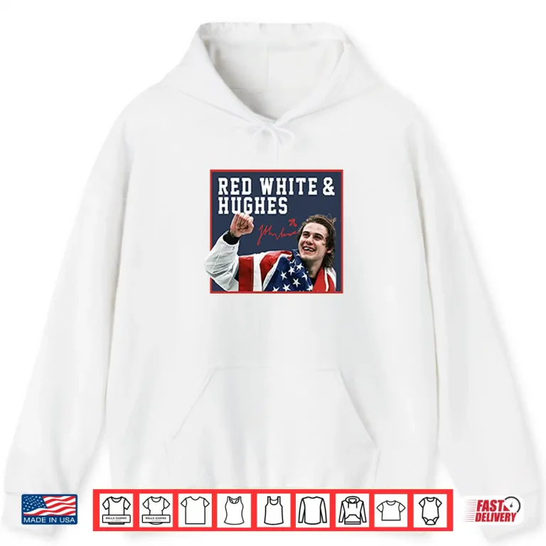 Hoodie Jack Hughes USA Hockey Red White And Hughes Patriotic Shirt