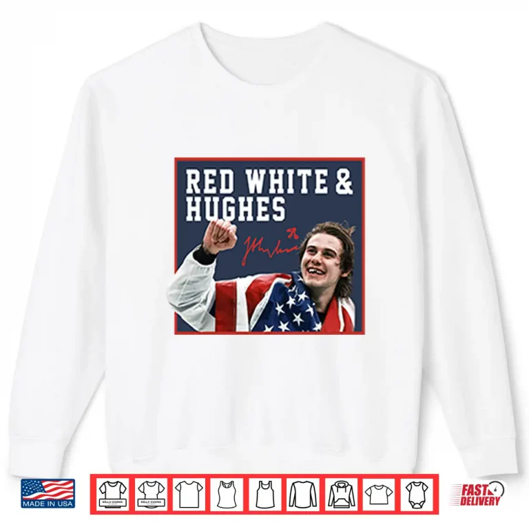 Sweatshirt Jack Hughes USA Hockey Red White And Hughes Patriotic Shirt