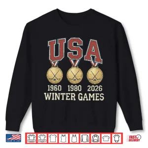 Usa Hockey Miracle On Ice Historical Triple Gold Medals Shirt 2 Sweatshirt USA Hockey Miracle On Ice Historical Triple Gold Medals Shirt