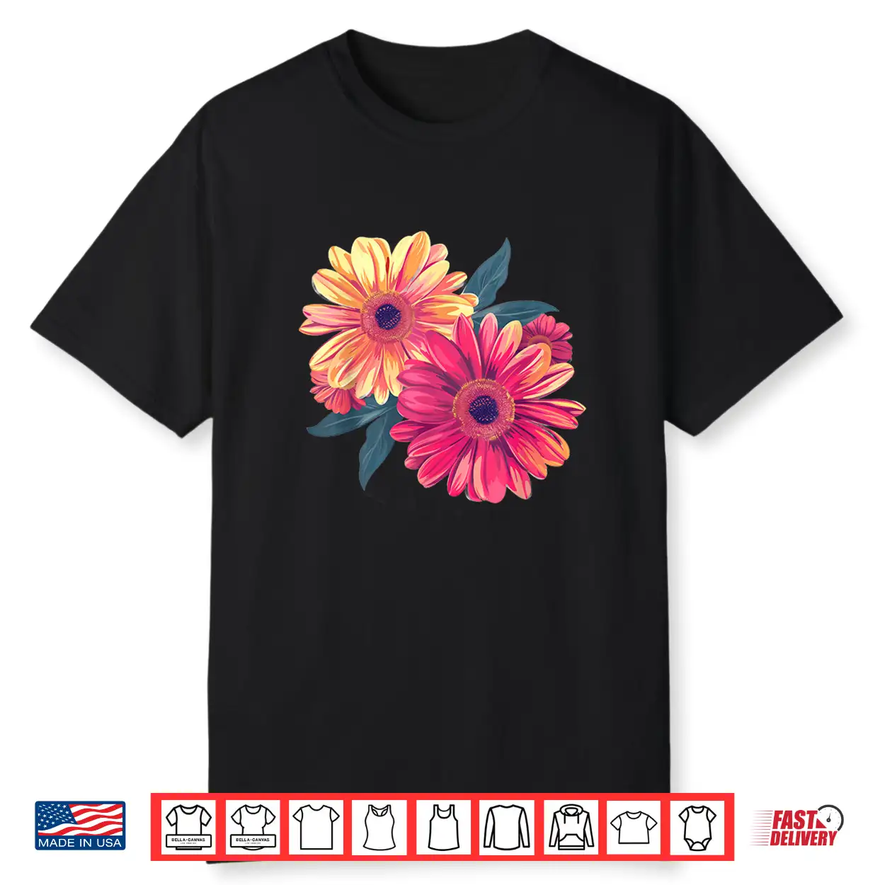 Gerbera Daisies Round Floral Botanical Logo Design Shirt Gerbera Daisies Round Floral Botanical Logo Design Shirt